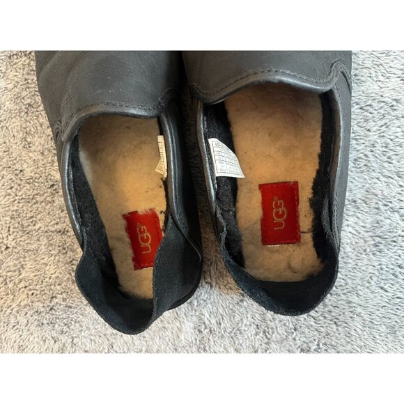 UGg Cooke Loafer Slipper Size 10 Black Suede Wool Lined Collapsible Heel 16596 - Picture 11 of 13